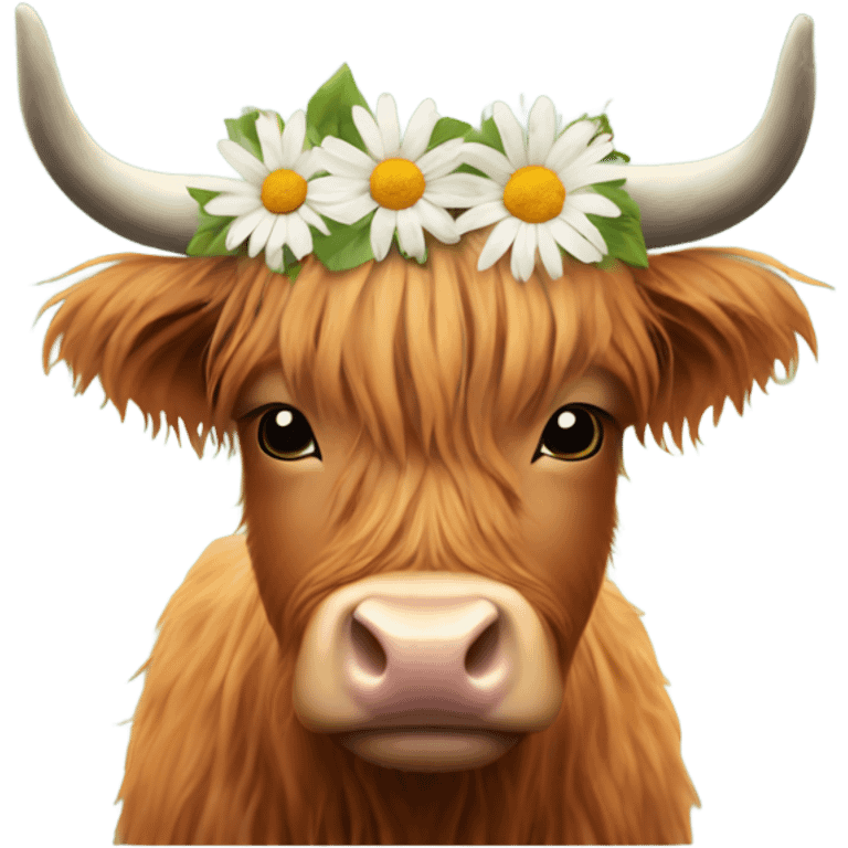 Highland cow with a flower headband emoji