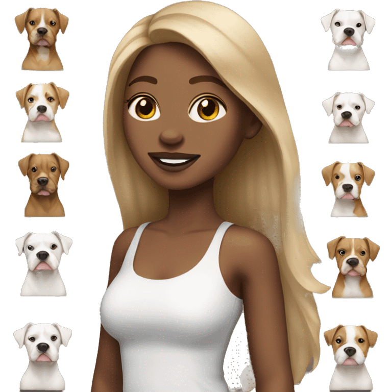 bronde girl with white pitbull emoji