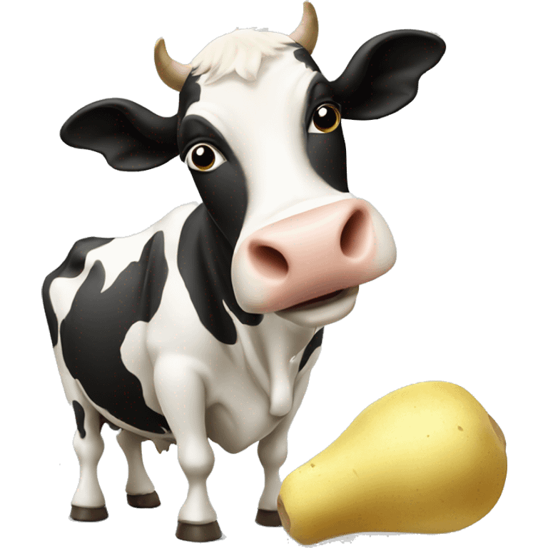 soccer Cow eats boiled potatoes emoji