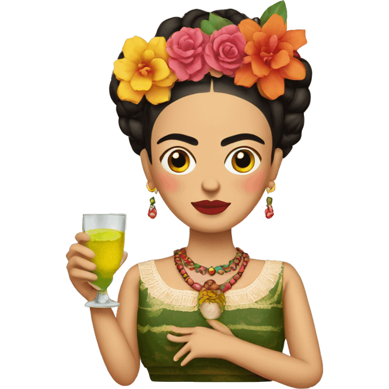 frida kahlo holding tequila emoji