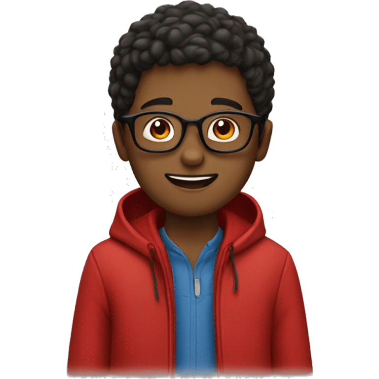 Boy in glasses and red coat emoji