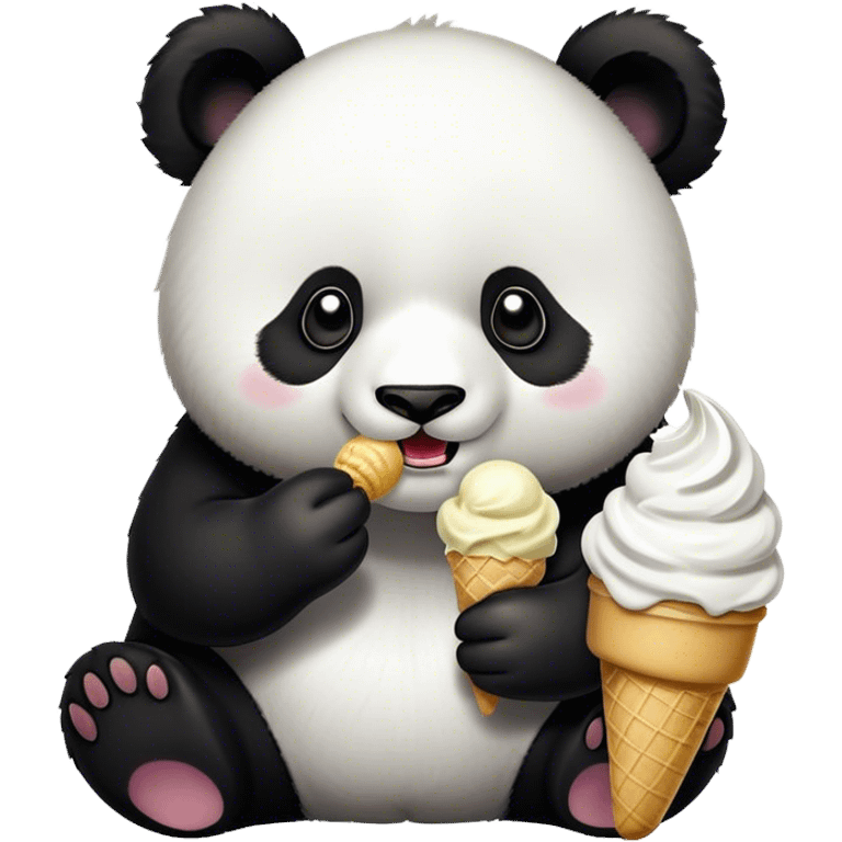 Panda eating ice cream emoji