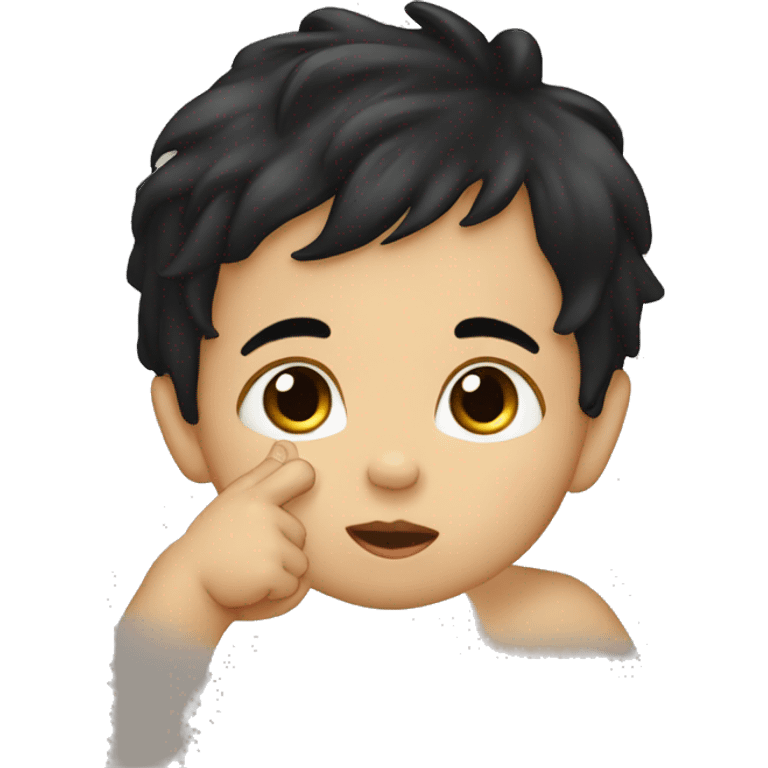 Baby boy sucking thumb black hair emoji