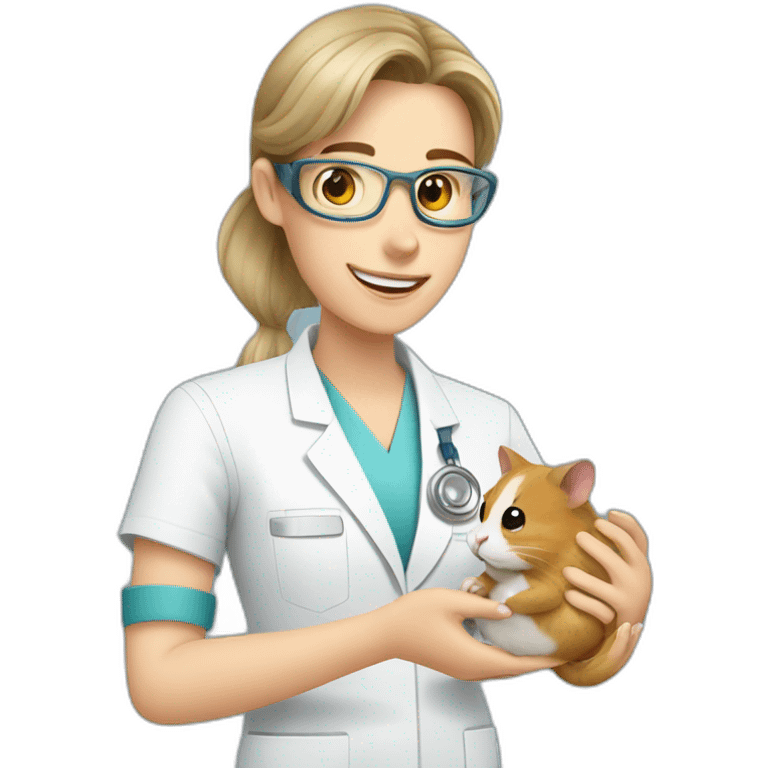 cat - vet treating a hamster emoji