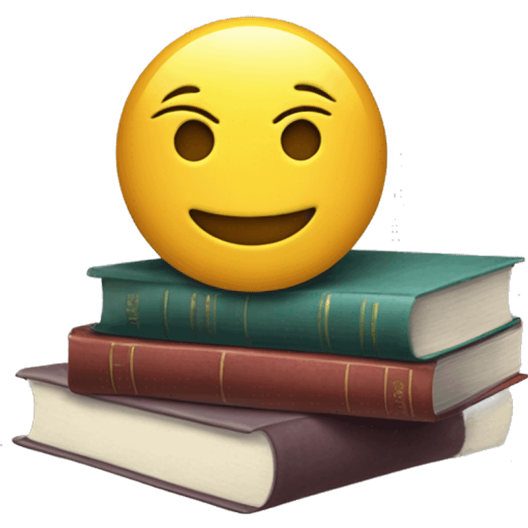 doubtful but smiling face with books emoji