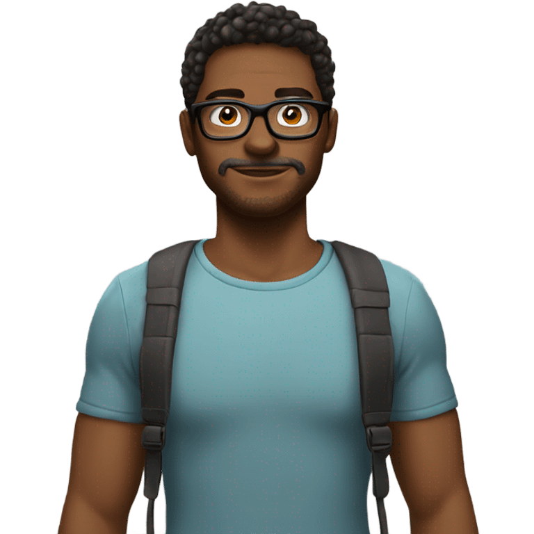 A guy with sleeper build in a comfy sqeatpants with black glasses nerdy guy emoji