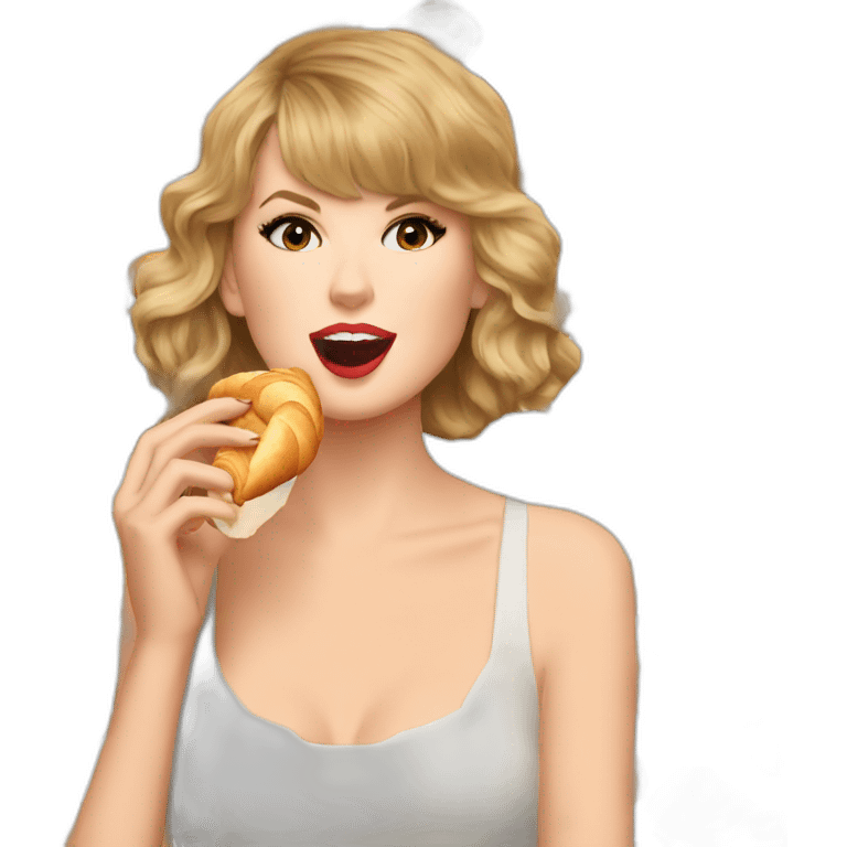 Taylor Swift eating a croissant emoji