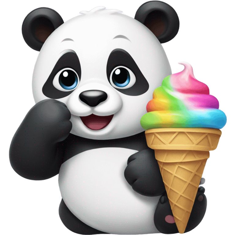 Panda eating ice cream emoji