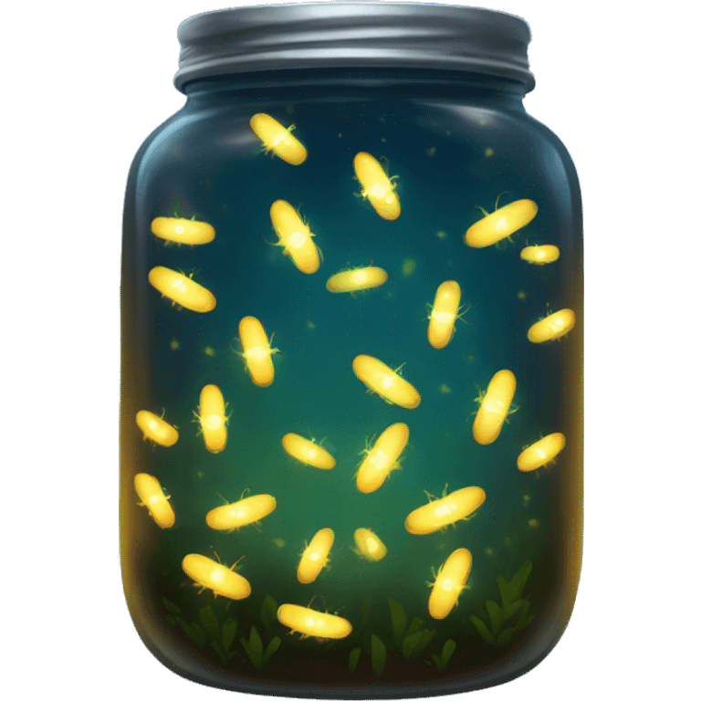 Realistic glowing jar filled with fireflies emoji