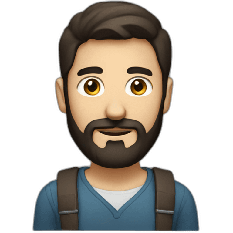 A stoned computer programmer with dark brown hair and beard emoji