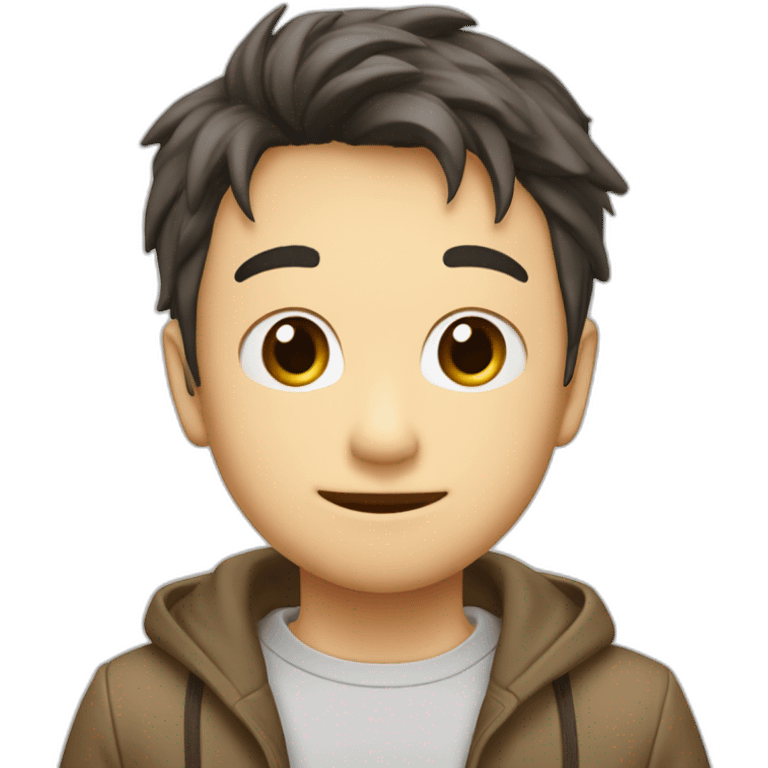 日本の男の子・サイドカットヘア・茶髪 emoji