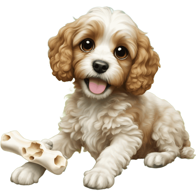 cavapoo playing with bone emoji