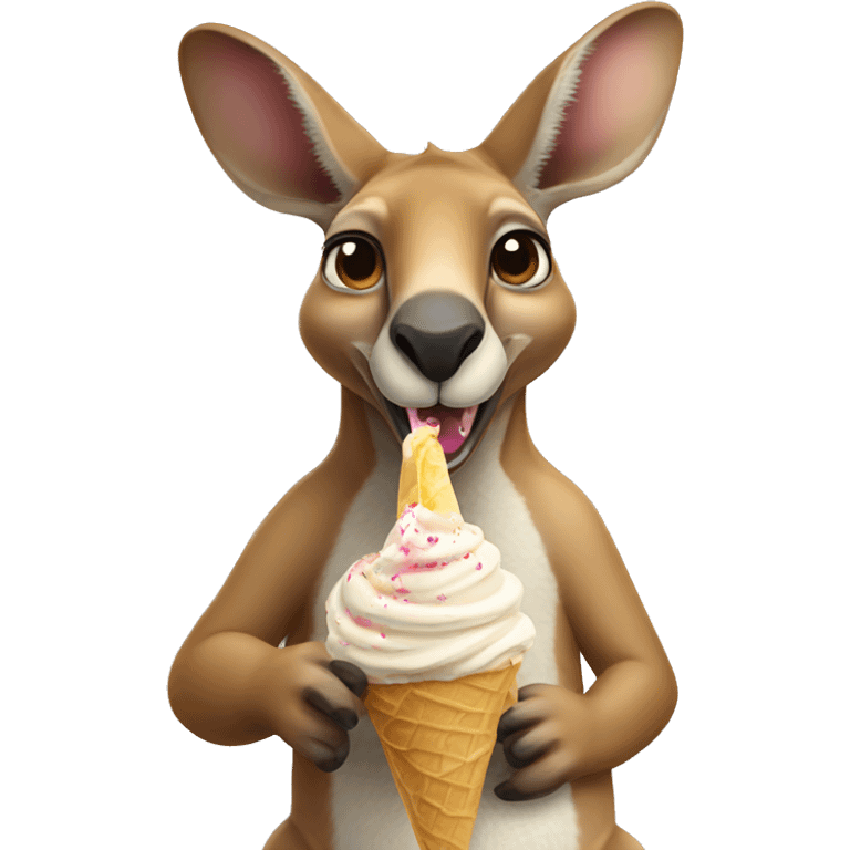 Kangaroo eating ice cream emoji