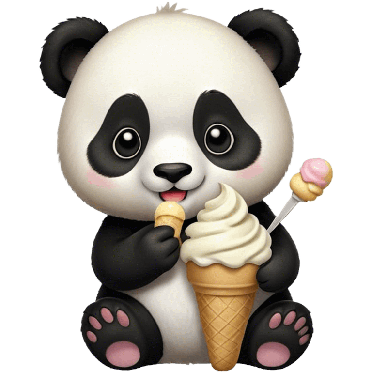 Panda eating ice cream emoji