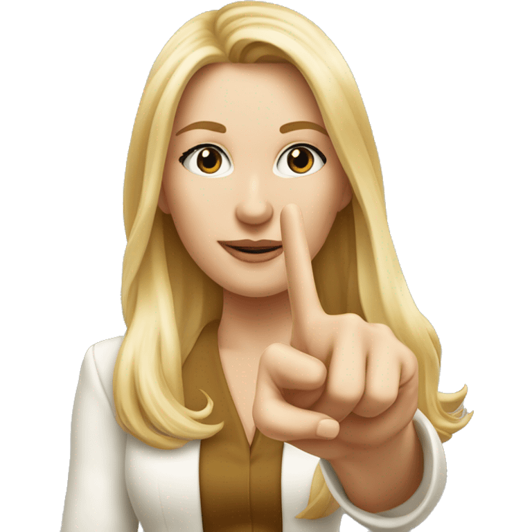 Blonde elegant women with LONG HAIR, ,POINTING YOU FORWARD with her HAND with INDEX FINGER, Hyper Realistic emoji