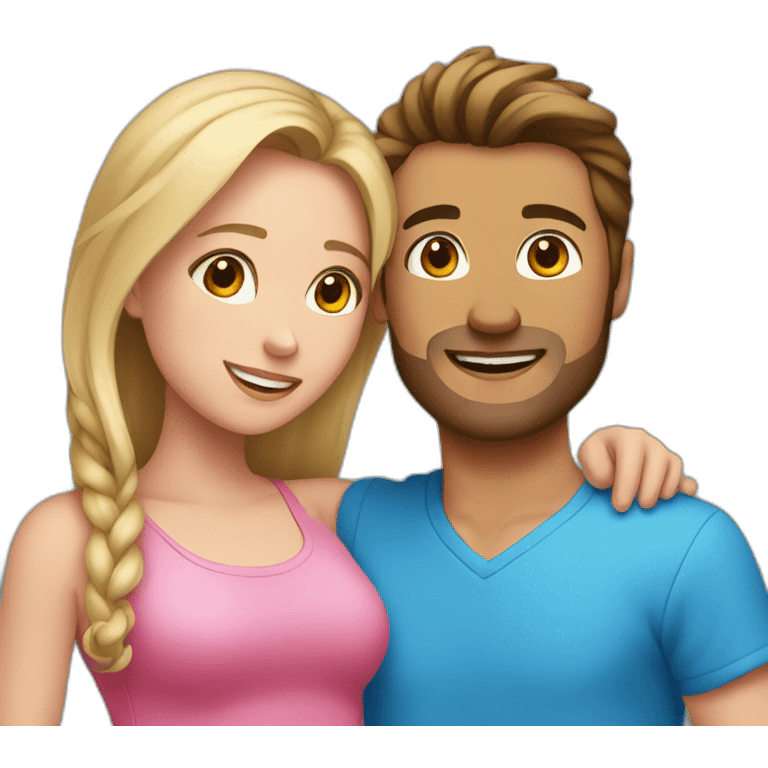 girl wearing pink and guy wearing blue together emoji