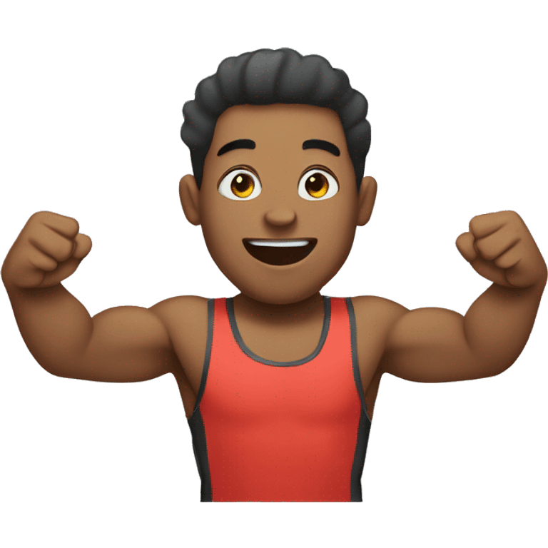 Gym bro happy with raised hands emoji