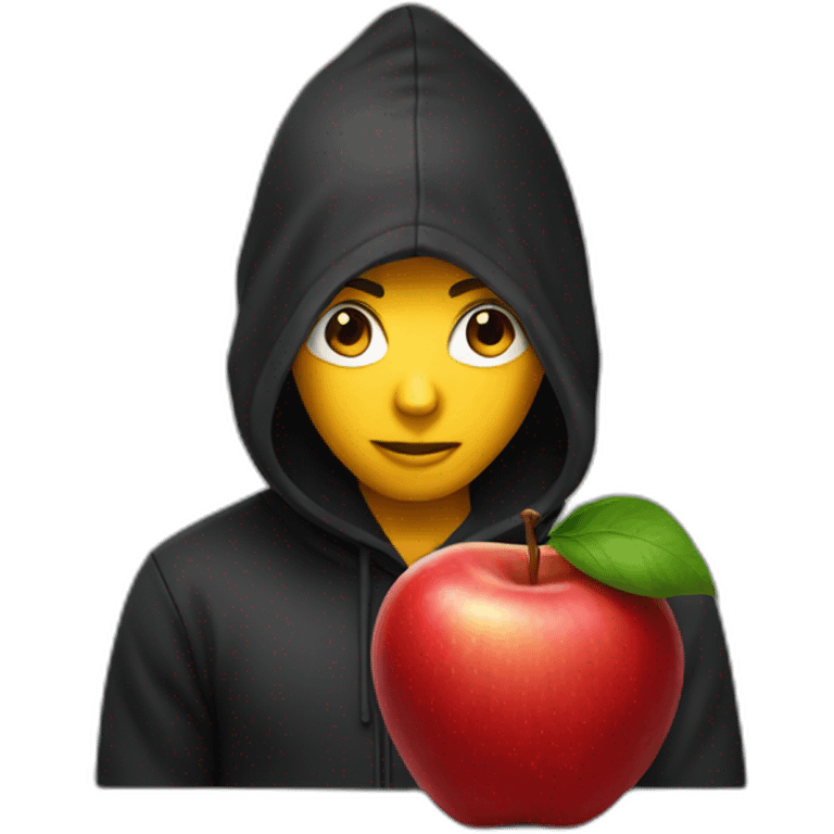 red apple with black hoodie emoji