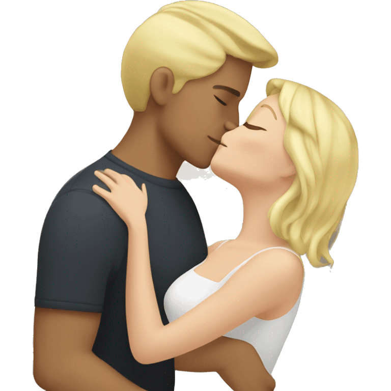 Blonde Man and blonde women kiss and hugs  emoji