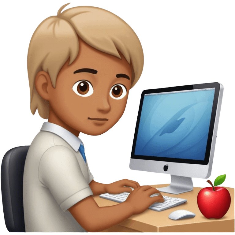 A working person working diligently in front of an Apple computer. emoji