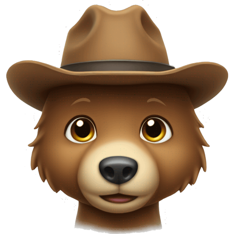 a cute shy bear in a cowboy hat emoji