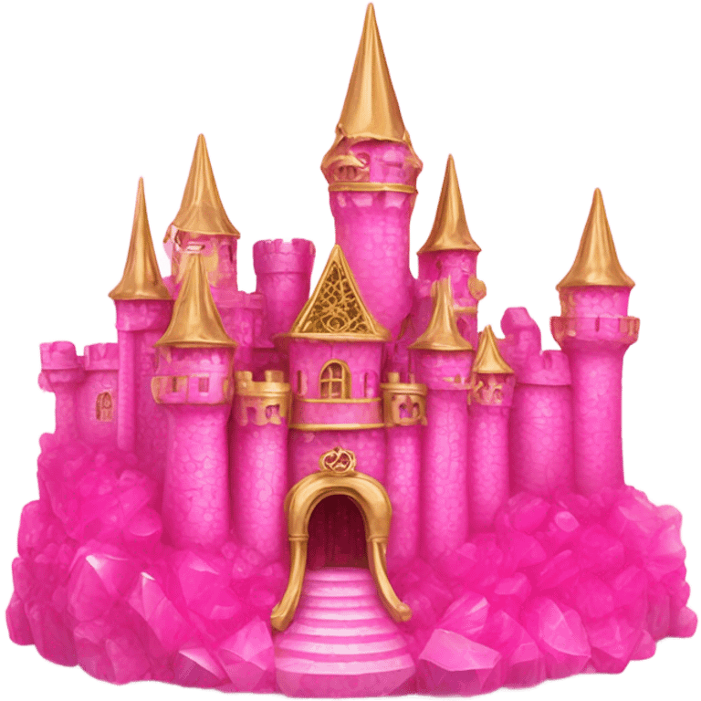 Hot pink opal crystal gemstone castle gold accent emoji