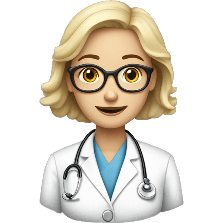 Dessine moi une image humoristique d'un docteur femme tres professionel  emoji