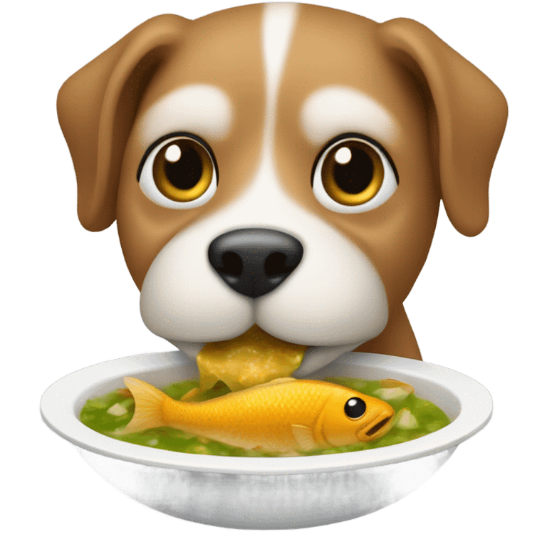 A guau eating encebollado emoji