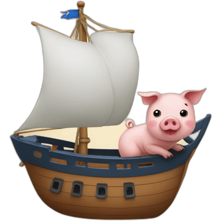 Pig sailing a ship emoji