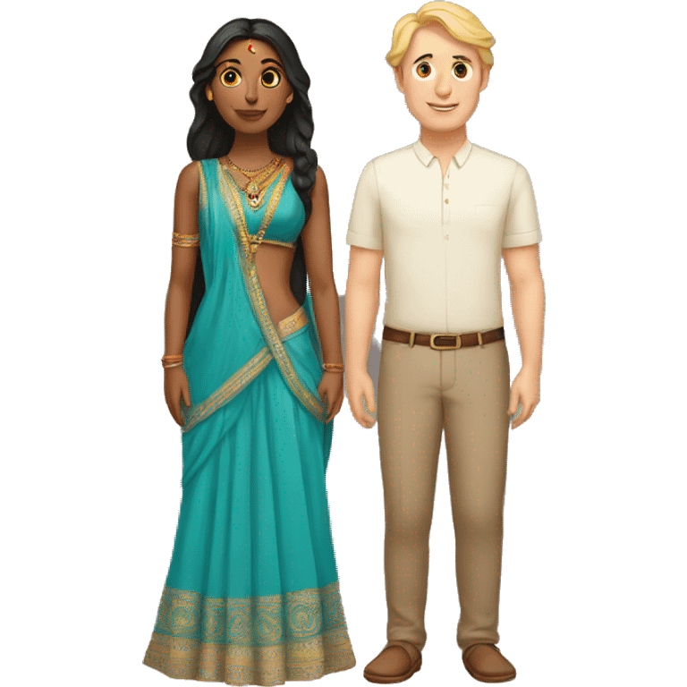 Indian woman and white man as a couple emoji