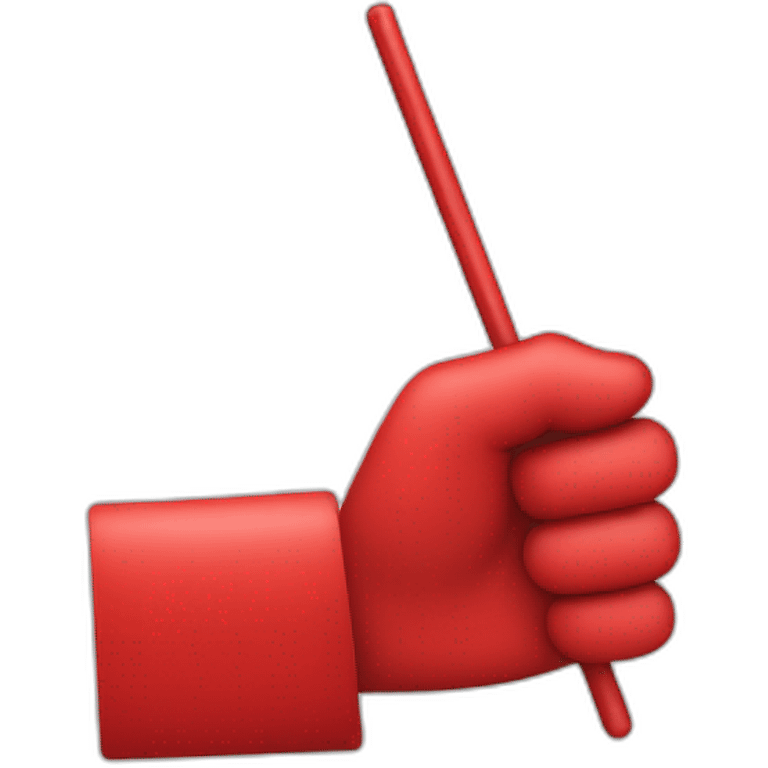 design a flat icon red colour of a conductors hand and baton emoji