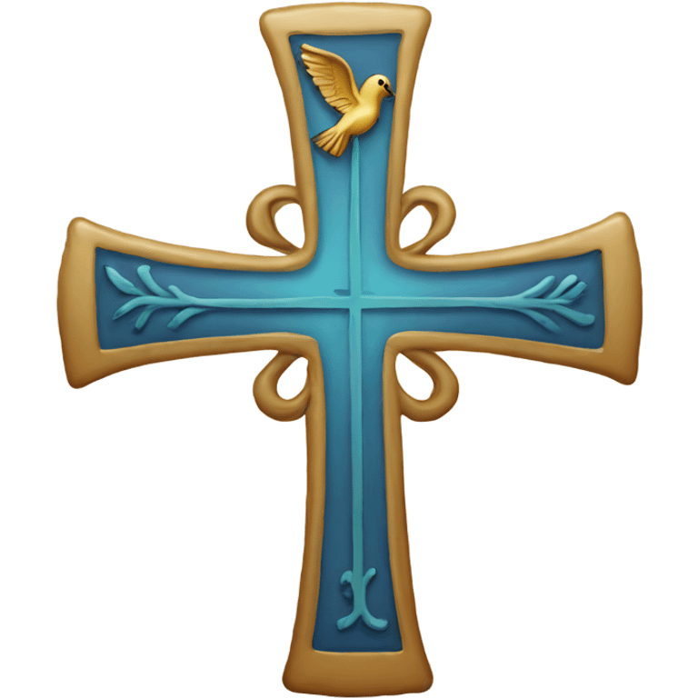 Orthodox cross and bird emoji