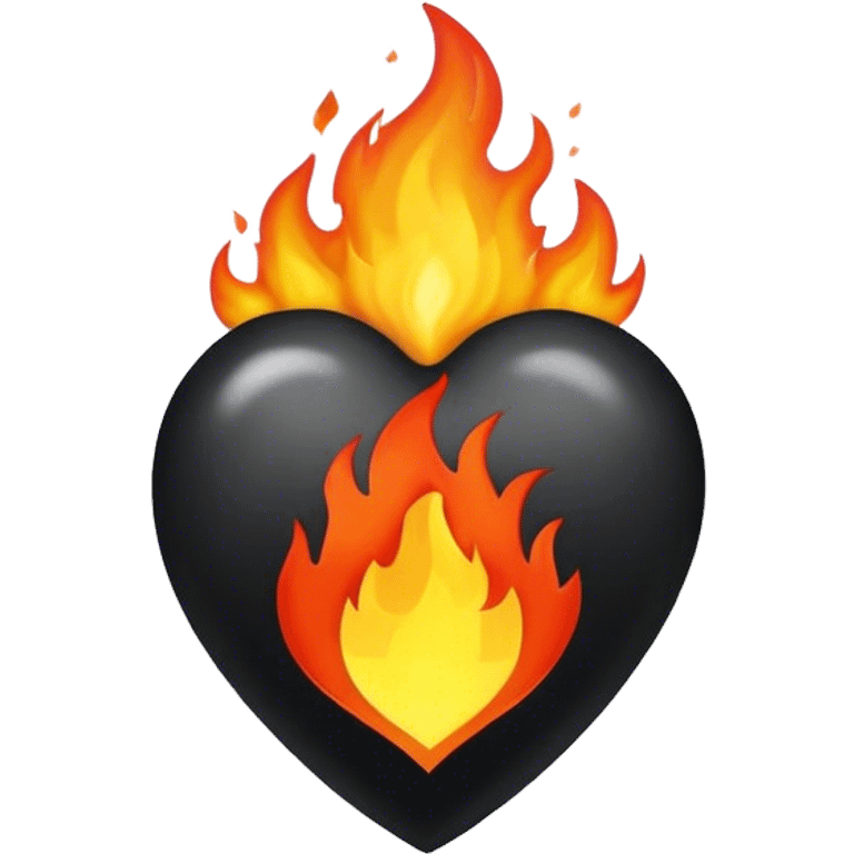 Corazon negro con fuego emoji