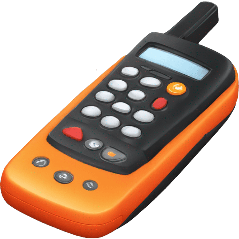 black walkie talkie with red-orange button on side emoji