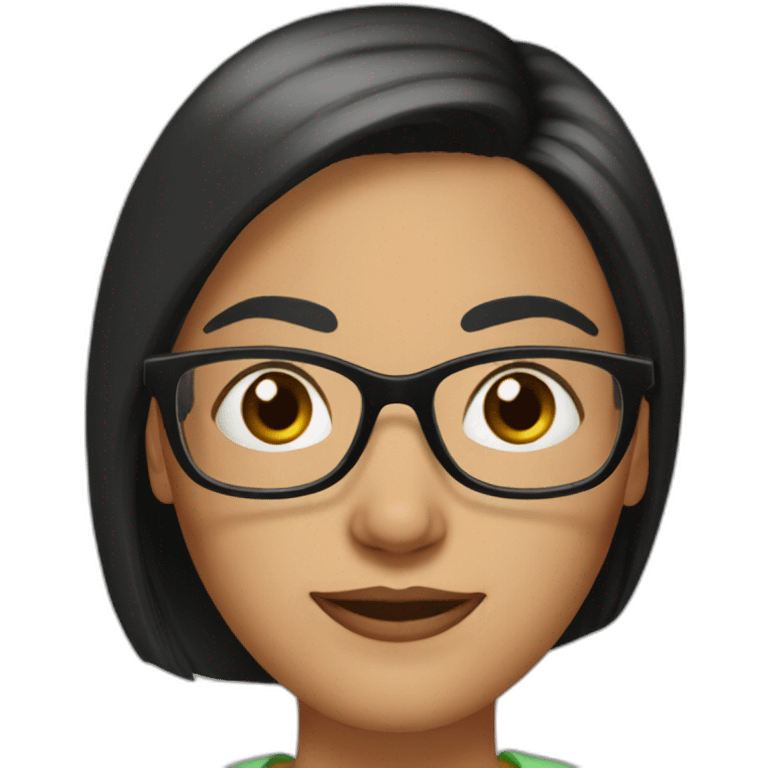 50 yr old woman ROUND GLASSES medium black straight hair emoji