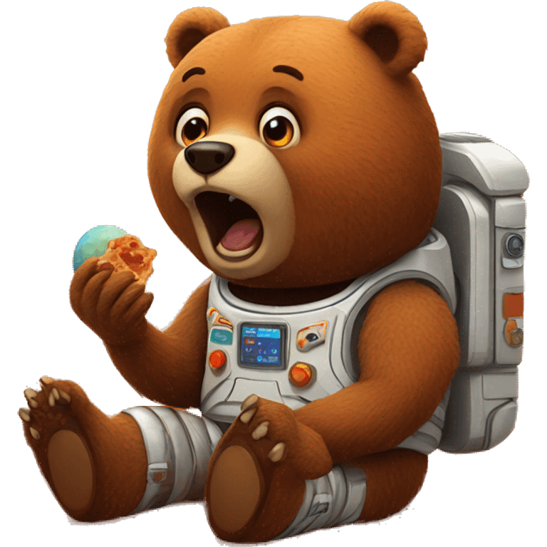 Hungry bear eating on mars emoji