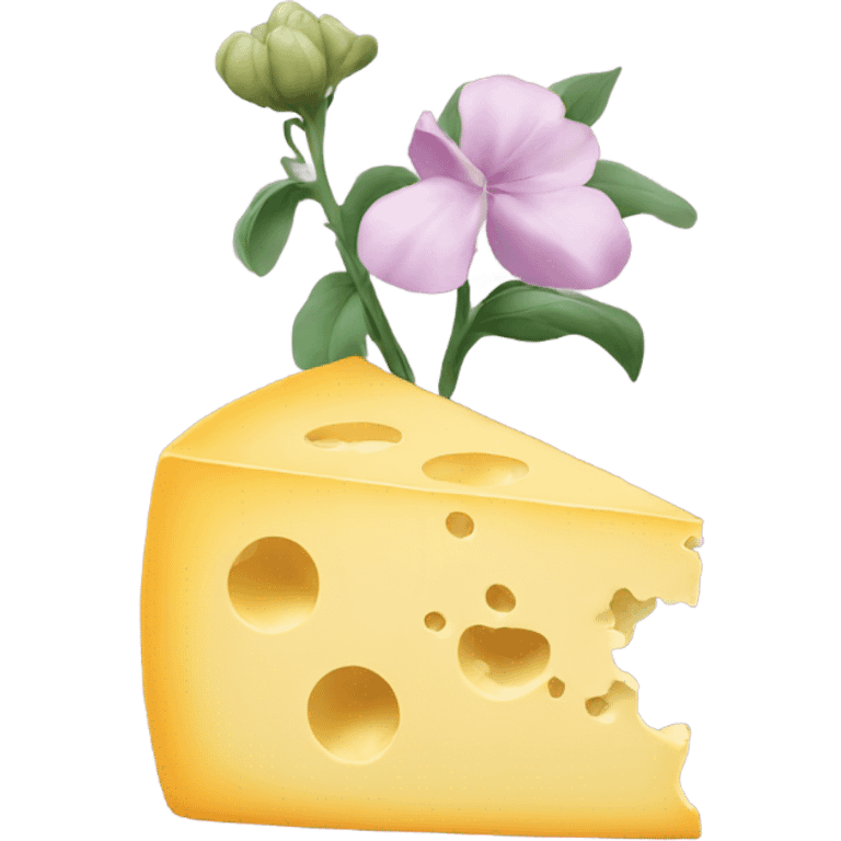 A flower eating cheese emoji