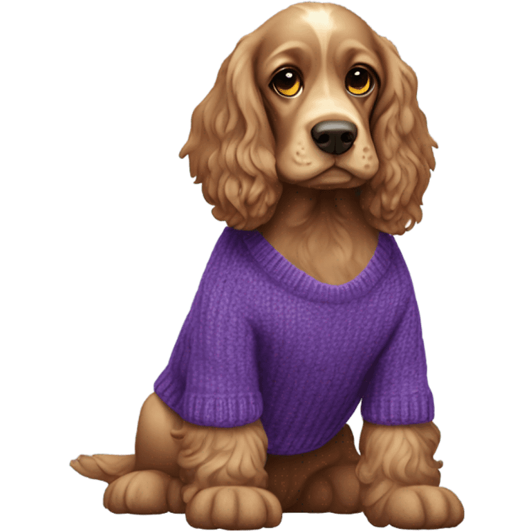 Cocker spaniel in purple sweater emoji