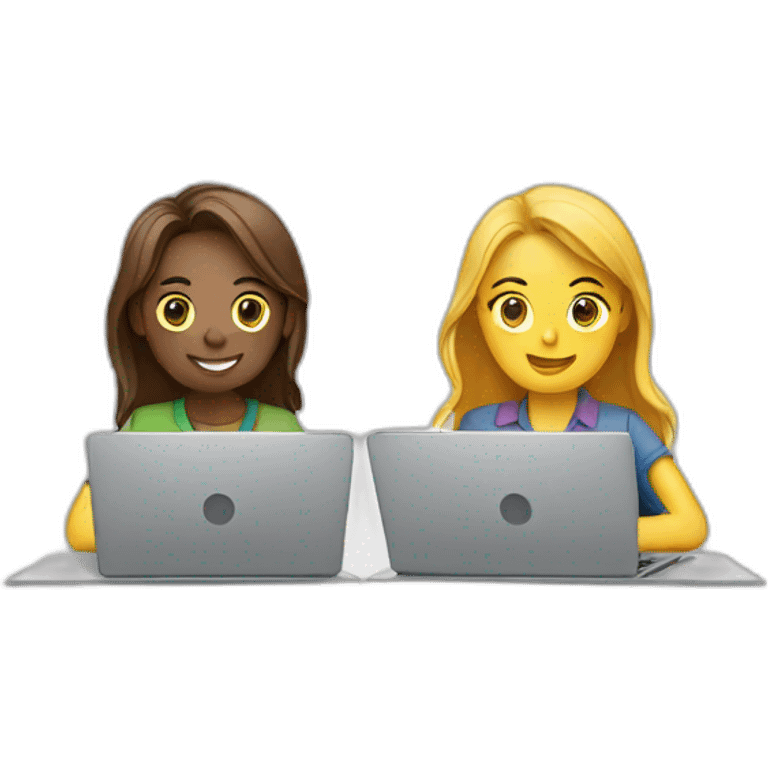 two people working on two laptops together emoji