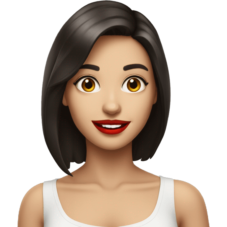 Sweet and sexy brunette girl with a smile and red lips   emoji