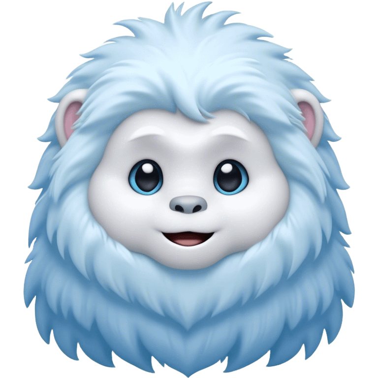 Cinematic Cute Yeti Portrait Emoji, with a charming, small, fluffy form in soft snowy whites and cool blues, featuring big, innocent eyes and a shy, gentle smile, simplified yet irresistibly endearing, highly detailed with a soft glowing outline that captures the whimsical charm of a friendly yeti ready for a cuddle! emoji