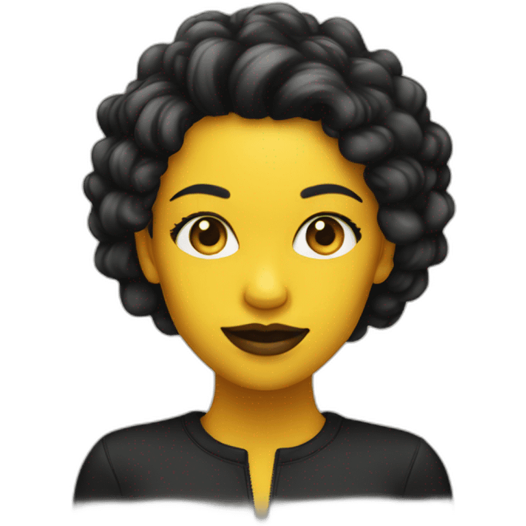 Yellow and black Split hair colored woman emoji