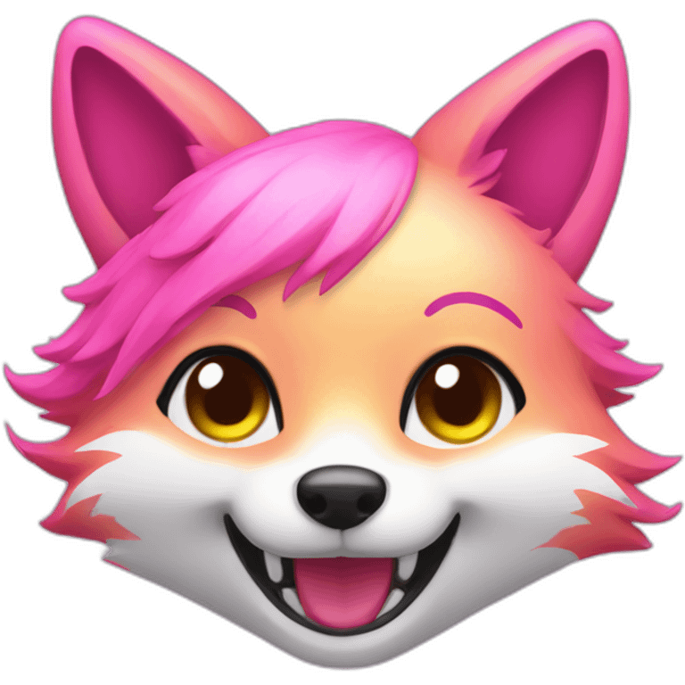 Pink Rainbow fox smiling emoji