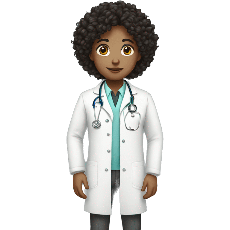 DOCTOR black race curly hair white coat emoji