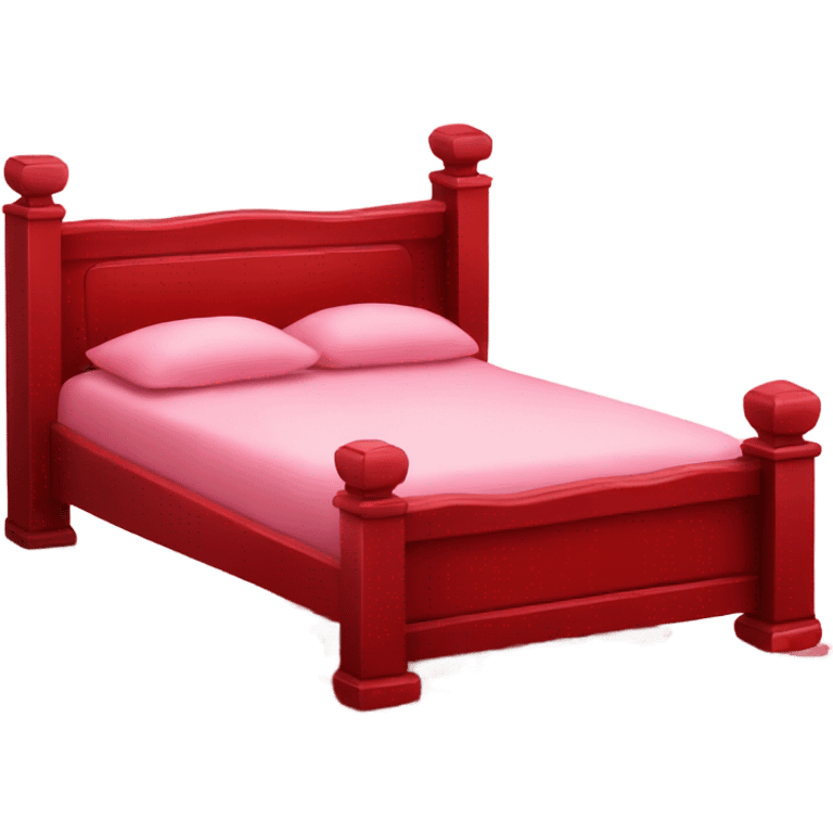 red Valentine’s Day bed with rose petals emoji