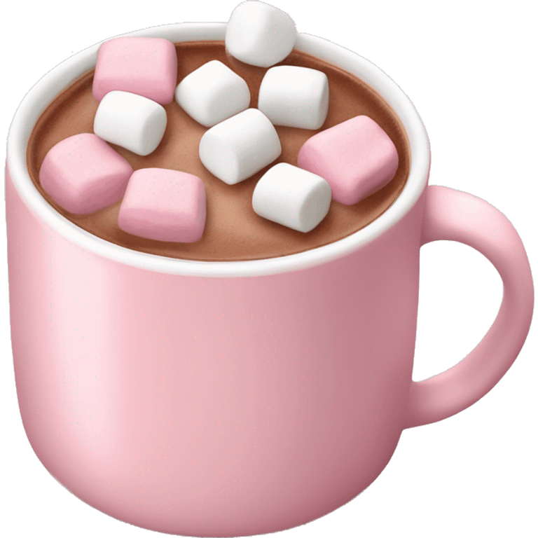 Light Pink mug of hot chocolate with marshmallows  emoji