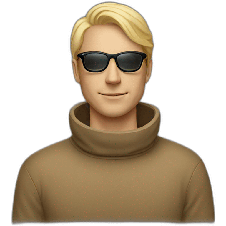 White man in turtleneck with ray ban glasses and blonde hair emoji