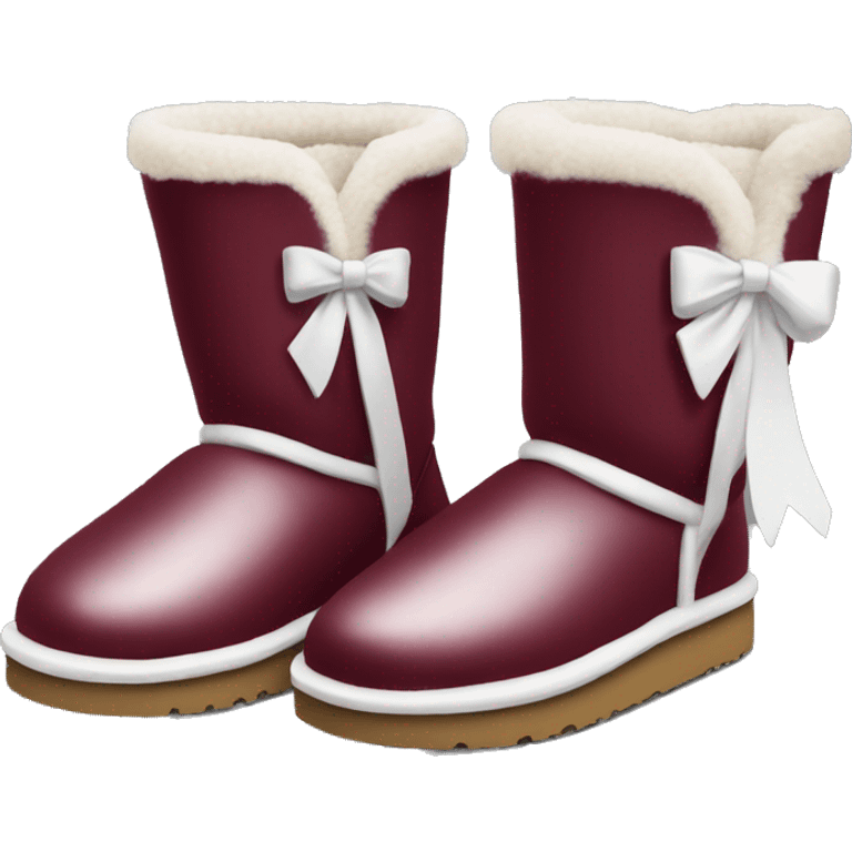 burgundy Ugg boots with white bows emoji