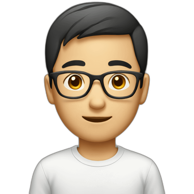 asian boy wearing glasses withcrew cut emoji