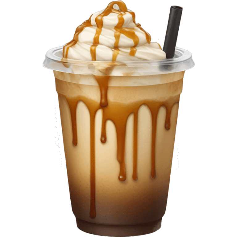 iced coffee with caramel drizzle  emoji